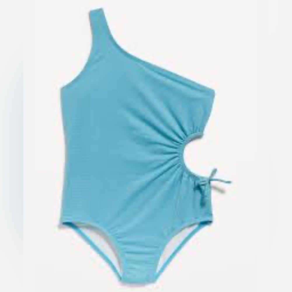 NWT Girls Light Blue 1-piece Cutout Swimsuit M (7-8)